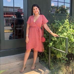 Blush Polka Dot Wrap Dress